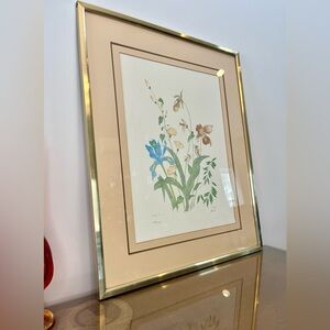 Pat Moran Signed/Numbered Mid-Century Watercolor Lithograph Framed Floral Design